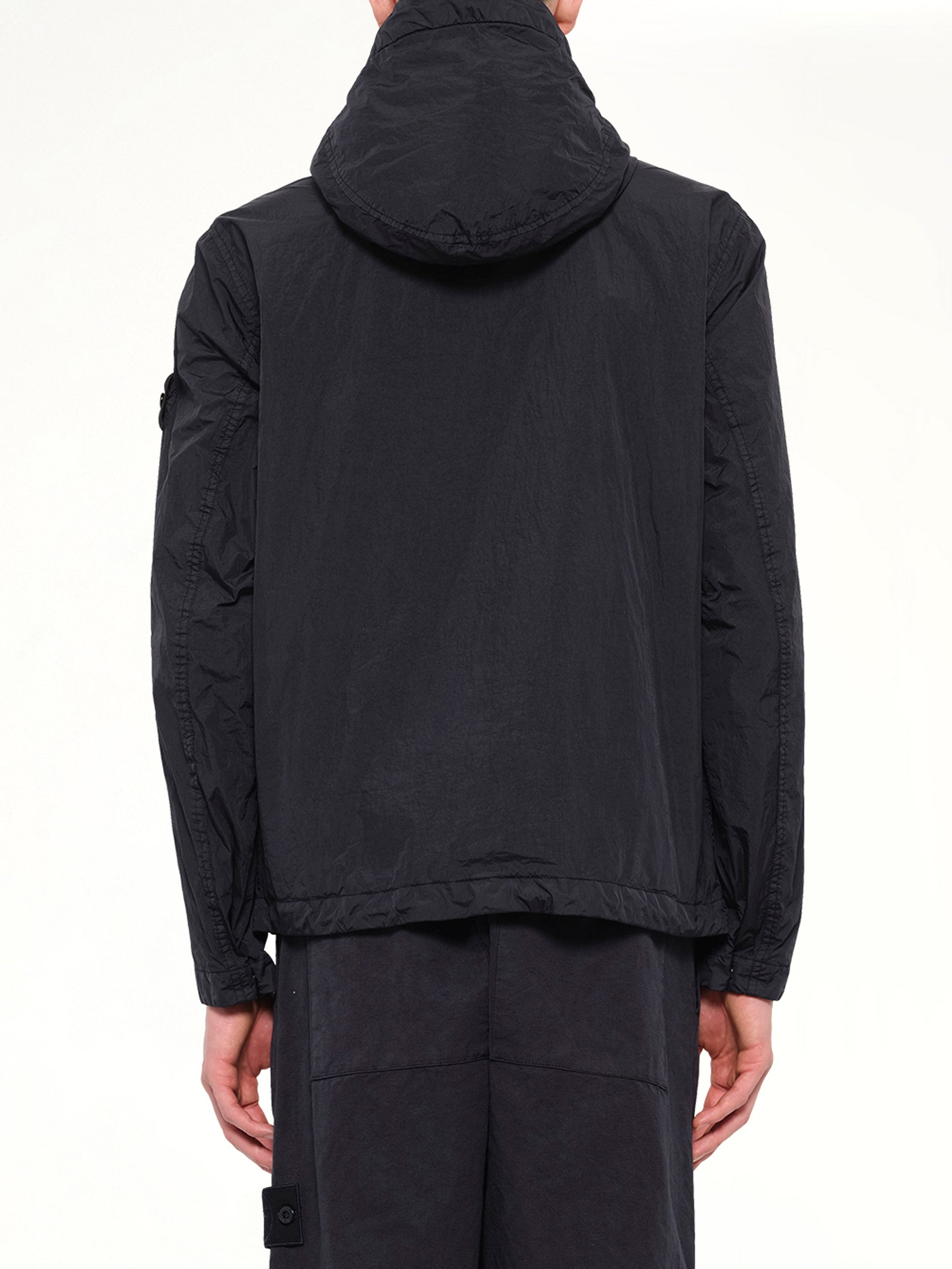 4100001 Crinkle Reps Hooded Jacket in Navy Blue