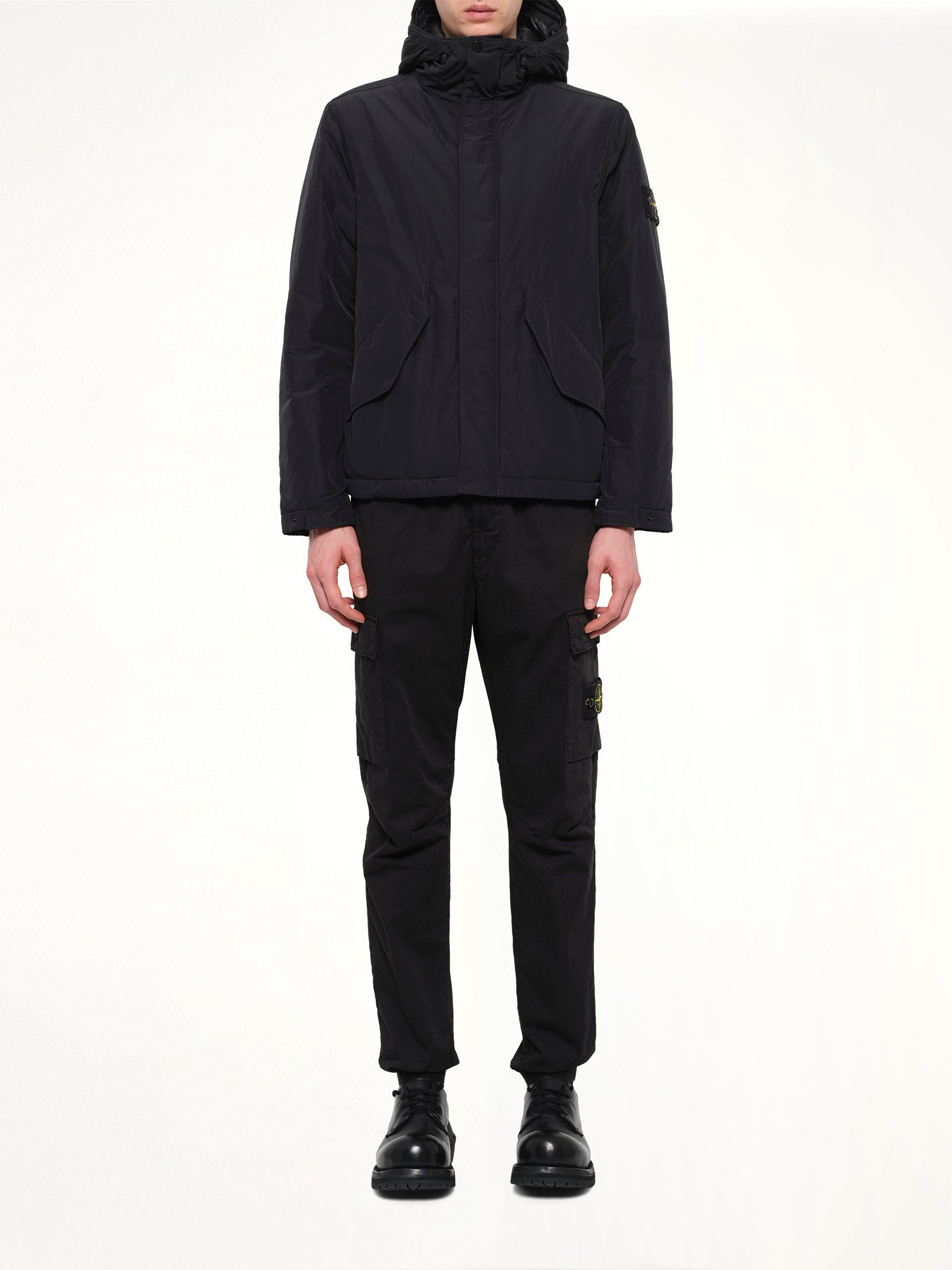 4100010 Nylon Short Parka in Black