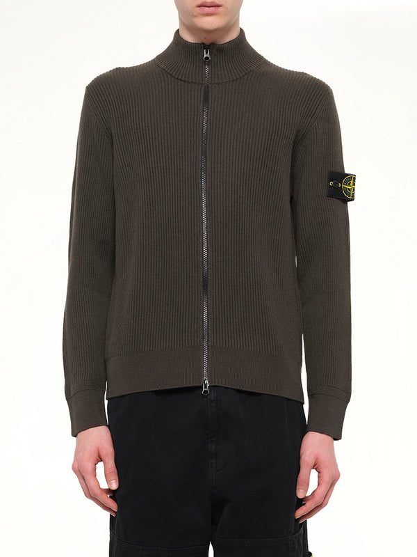 5100017 Full Rib RWS Wool Cardigan in Coal Grey