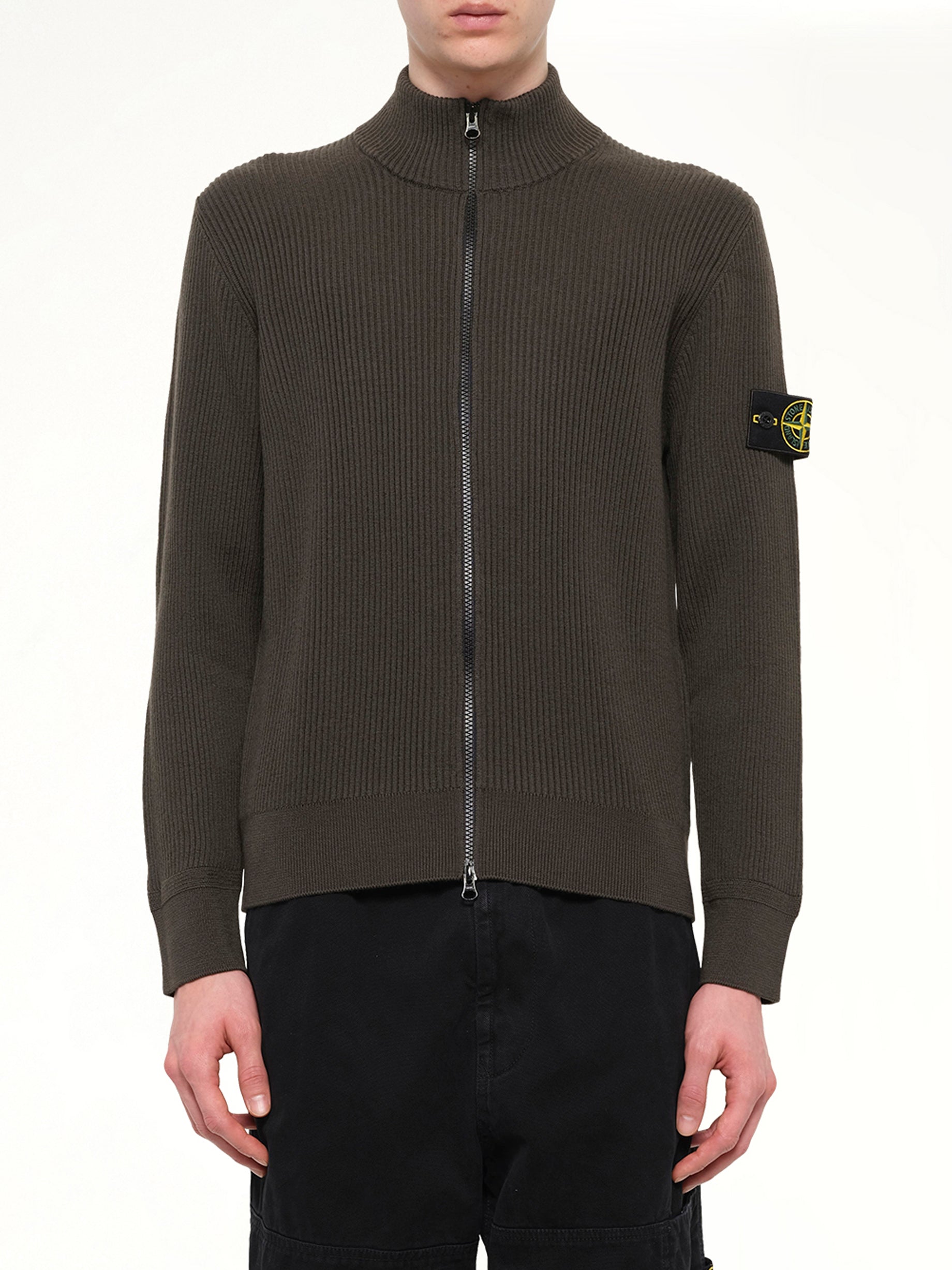 5100017 Full Rib RWS Wool Cardigan in Coal Grey