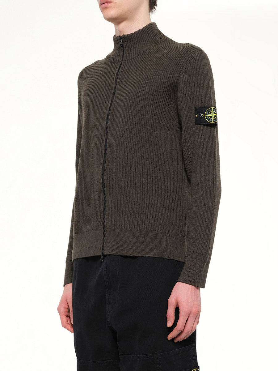 5100017 Full Rib RWS Wool Cardigan in Coal Grey