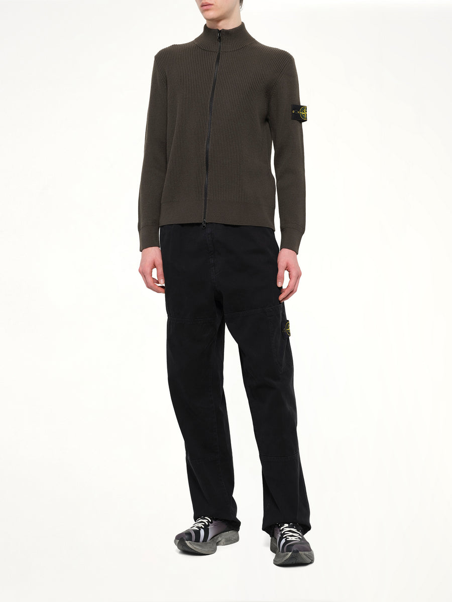 5100017 Full Rib RWS Wool Cardigan in Coal Grey