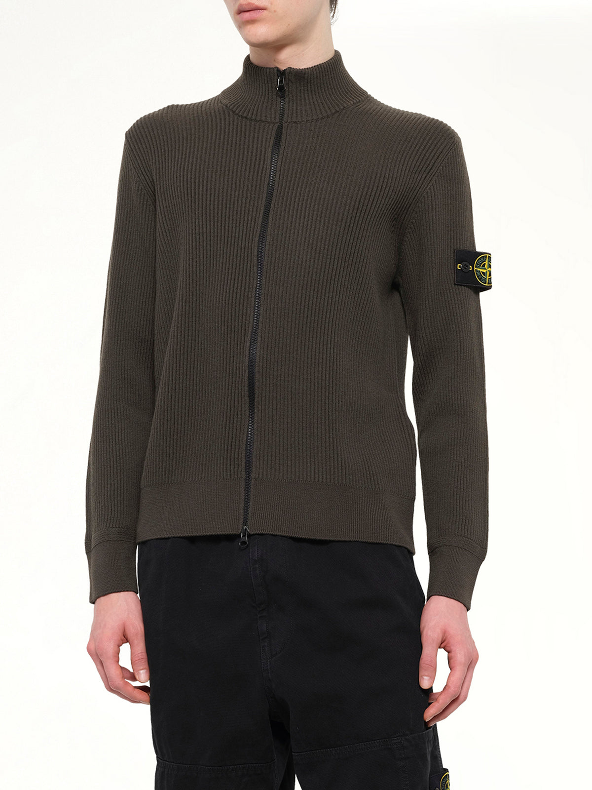 5100017 Full Rib RWS Wool Cardigan in Coal Grey