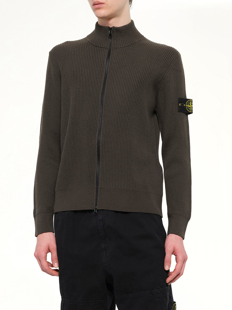 5100017 Full Rib RWS Wool Cardigan in Coal Grey