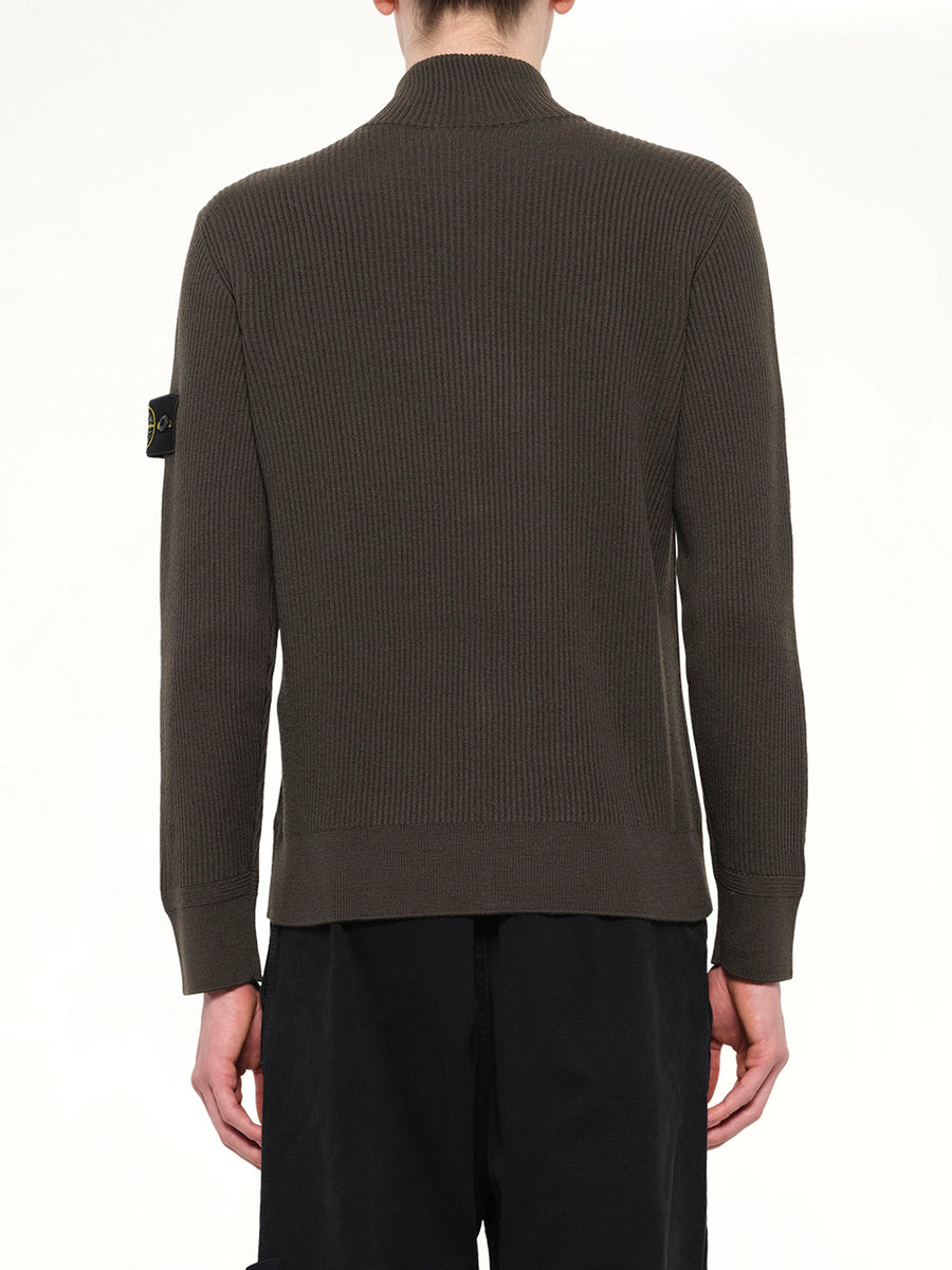 5100017 Full Rib RWS Wool Cardigan in Coal Grey