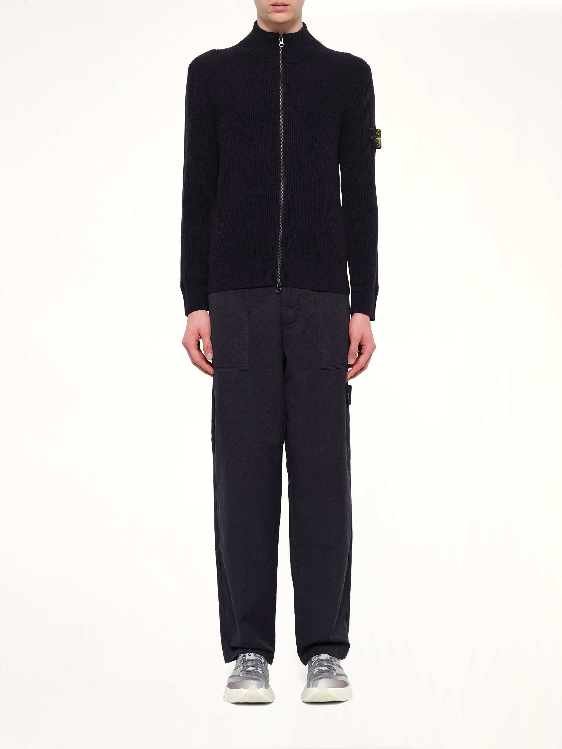 5100017 Full Rib RWS Wool Cardigan in Navy Blue