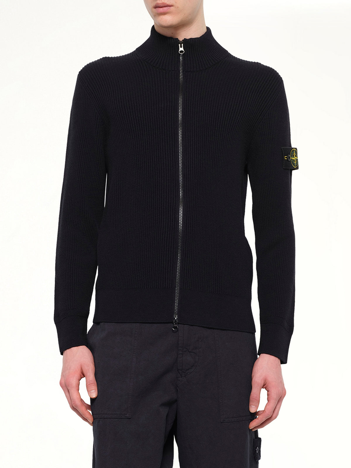 5100017 Full Rib RWS Wool Cardigan in Navy Blue