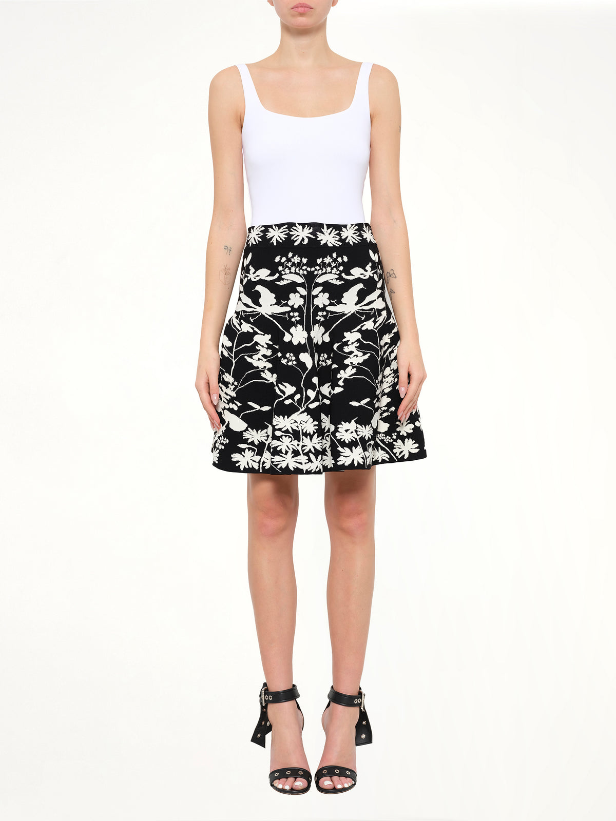 Alexander McQueen Spine Jacquard Mini Skirt in Black/Ivory