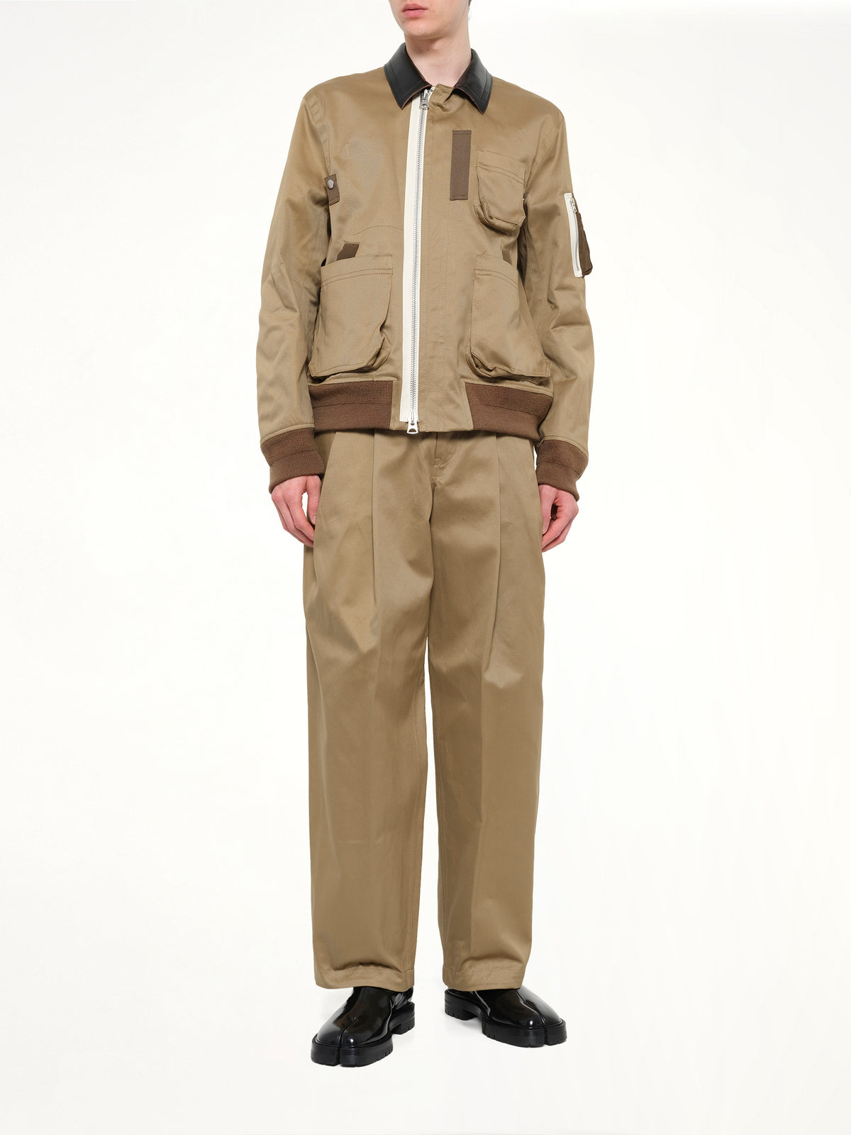 Cotton Chino Blouson in Dark Beige