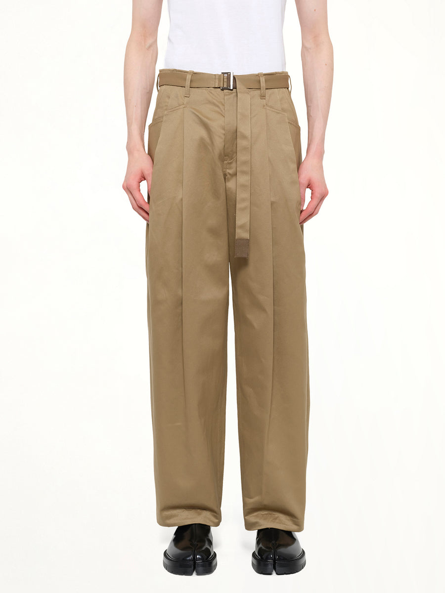 Cotton Chino Pants in Dark Beige