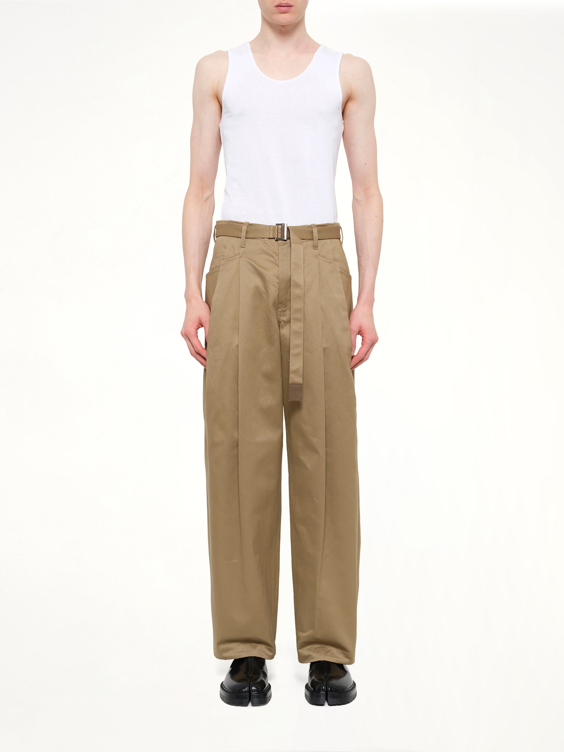 Cotton Chino Pants in Dark Beige