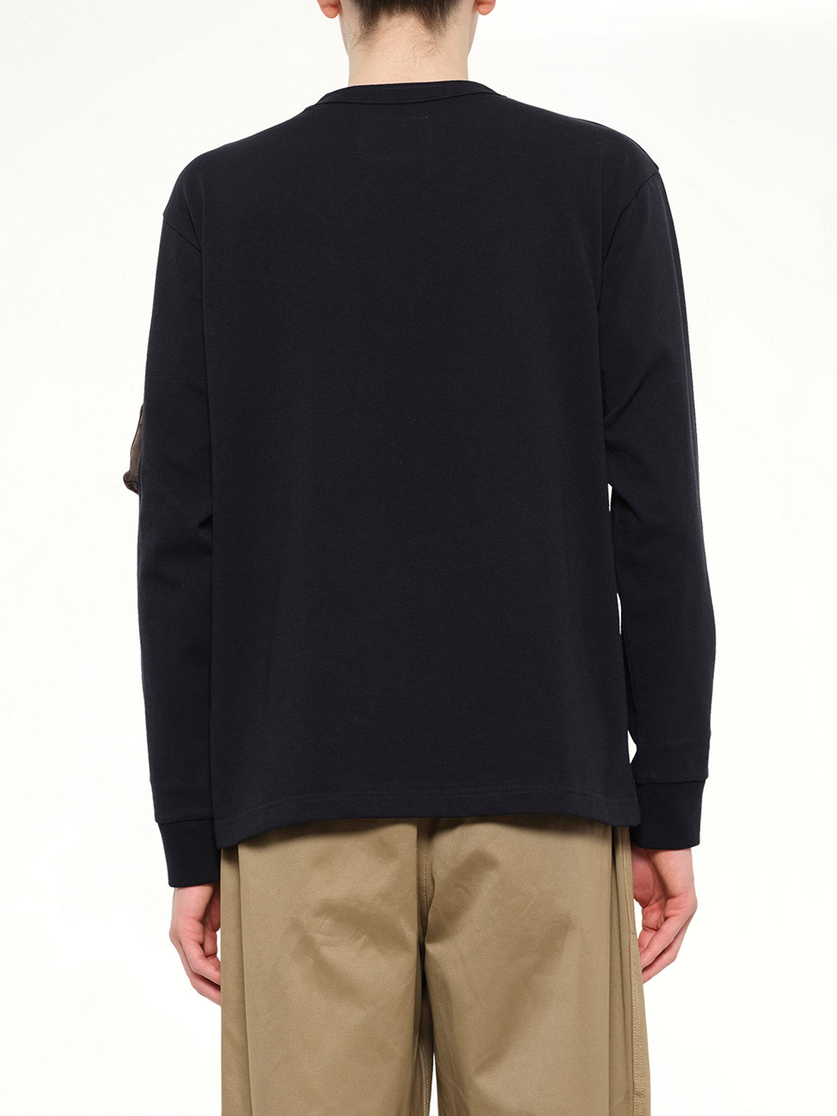 Cotton Jersey L/S T-Shirt in Navy/Dark Khaki