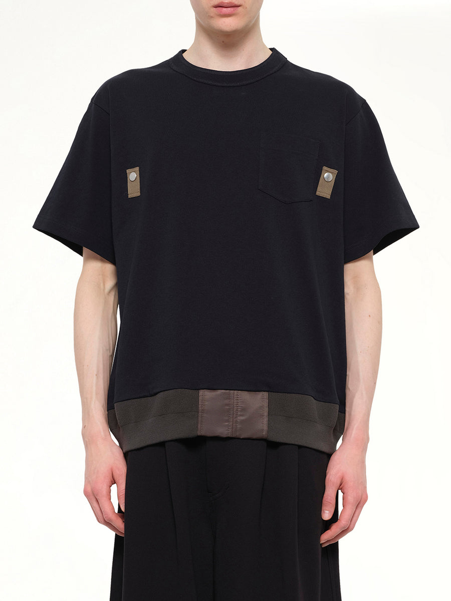 Cotton Jersey T-Shirt in Navy/Dark Khaki