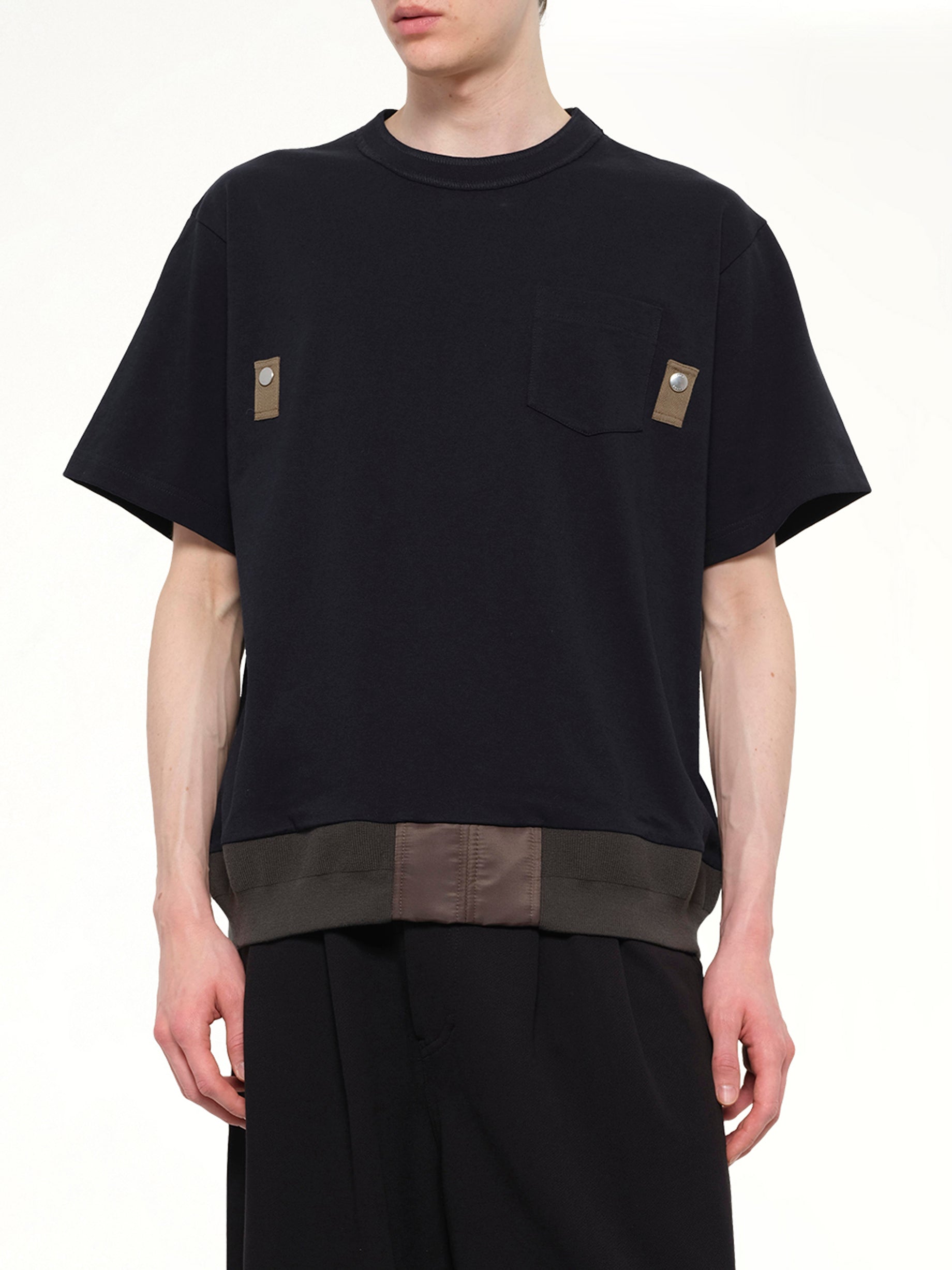 Cotton Jersey T-Shirt in Navy/Dark Khaki