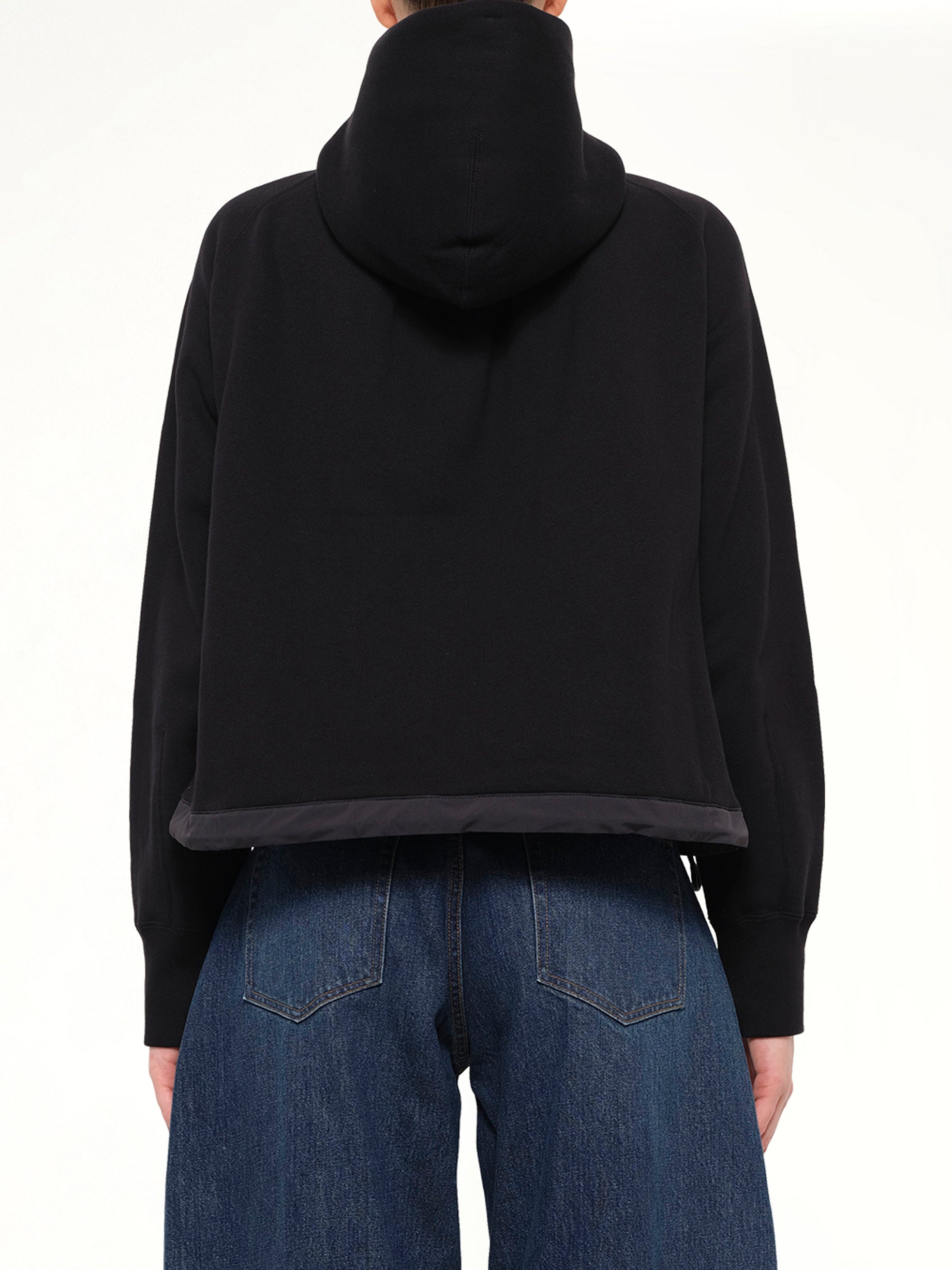 Cotton Jersey Zip Hoodie in Black