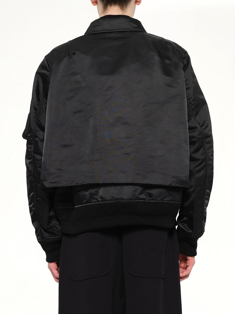 Cotton Nylon Twill Blouson in Black