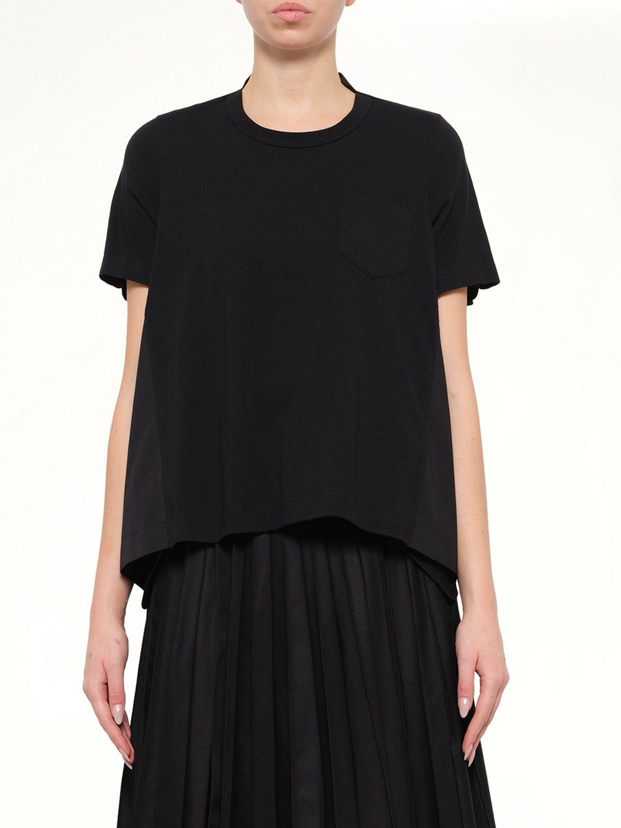 Cotton Poplin x Cotton Jersey T-Shirt in Black