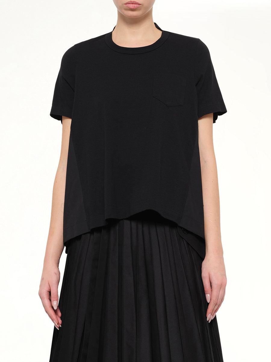 Cotton Poplin x Cotton Jersey T-Shirt in Black
