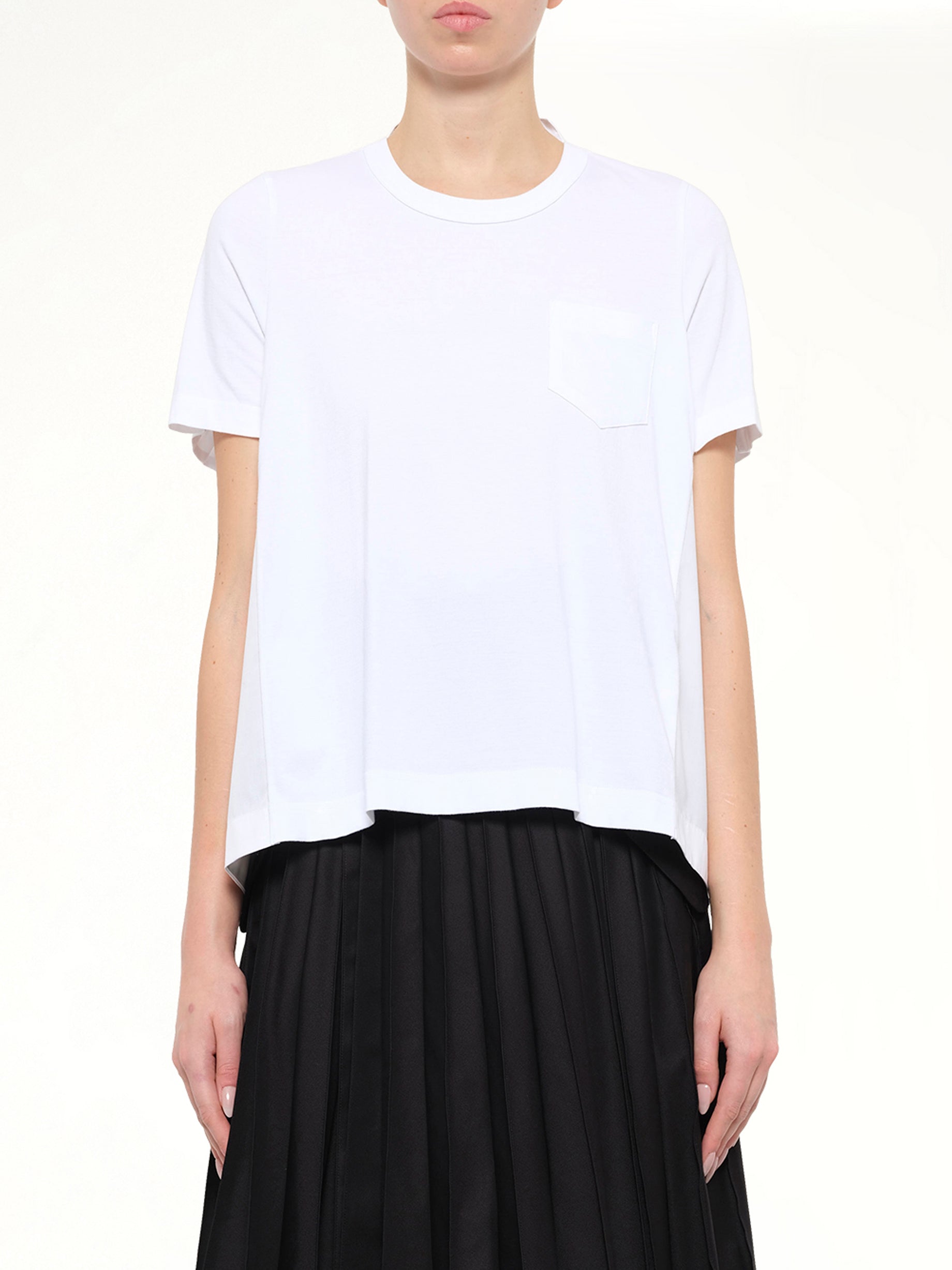 Cotton Poplin x Cotton Jersey T-Shirt in White