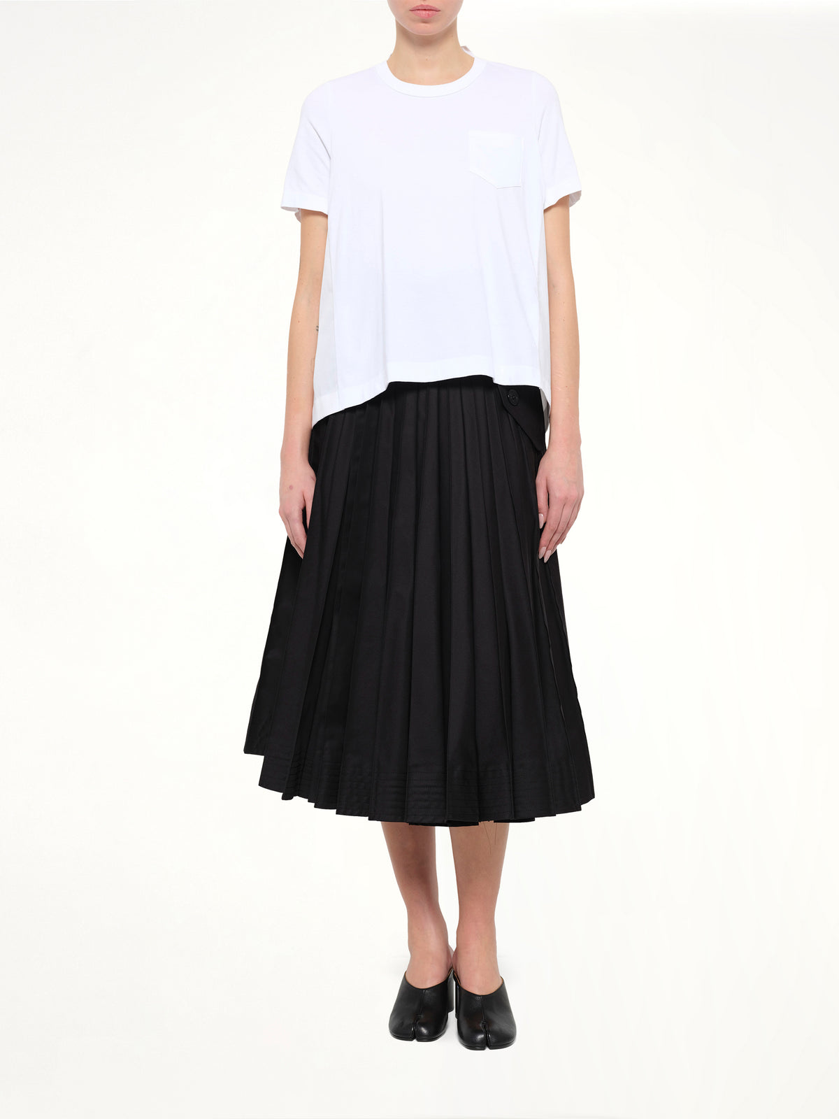 Cotton Poplin x Cotton Jersey T-Shirt in White