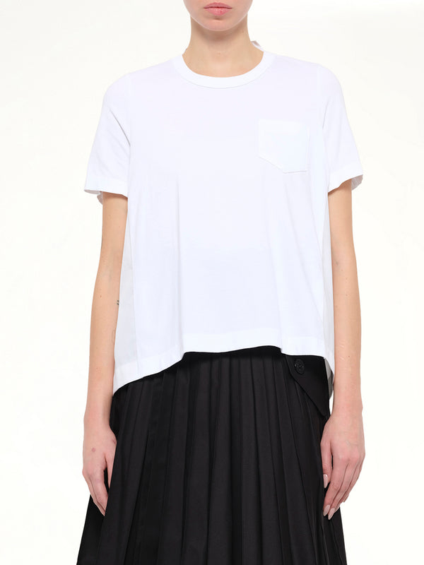 Cotton Poplin x Cotton Jersey T-Shirt in White