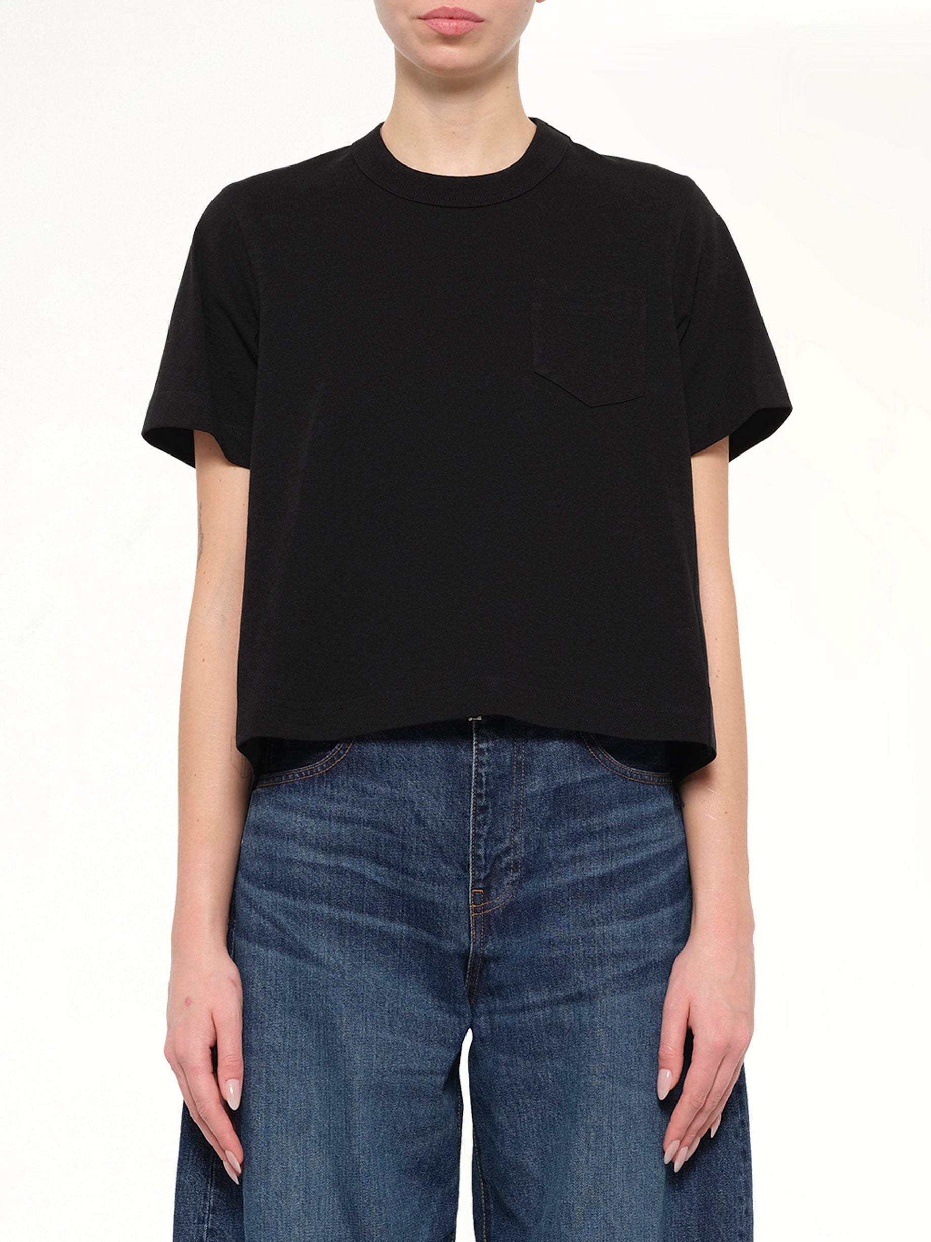 Denim x Cotton Jersey T-Shirt in Black