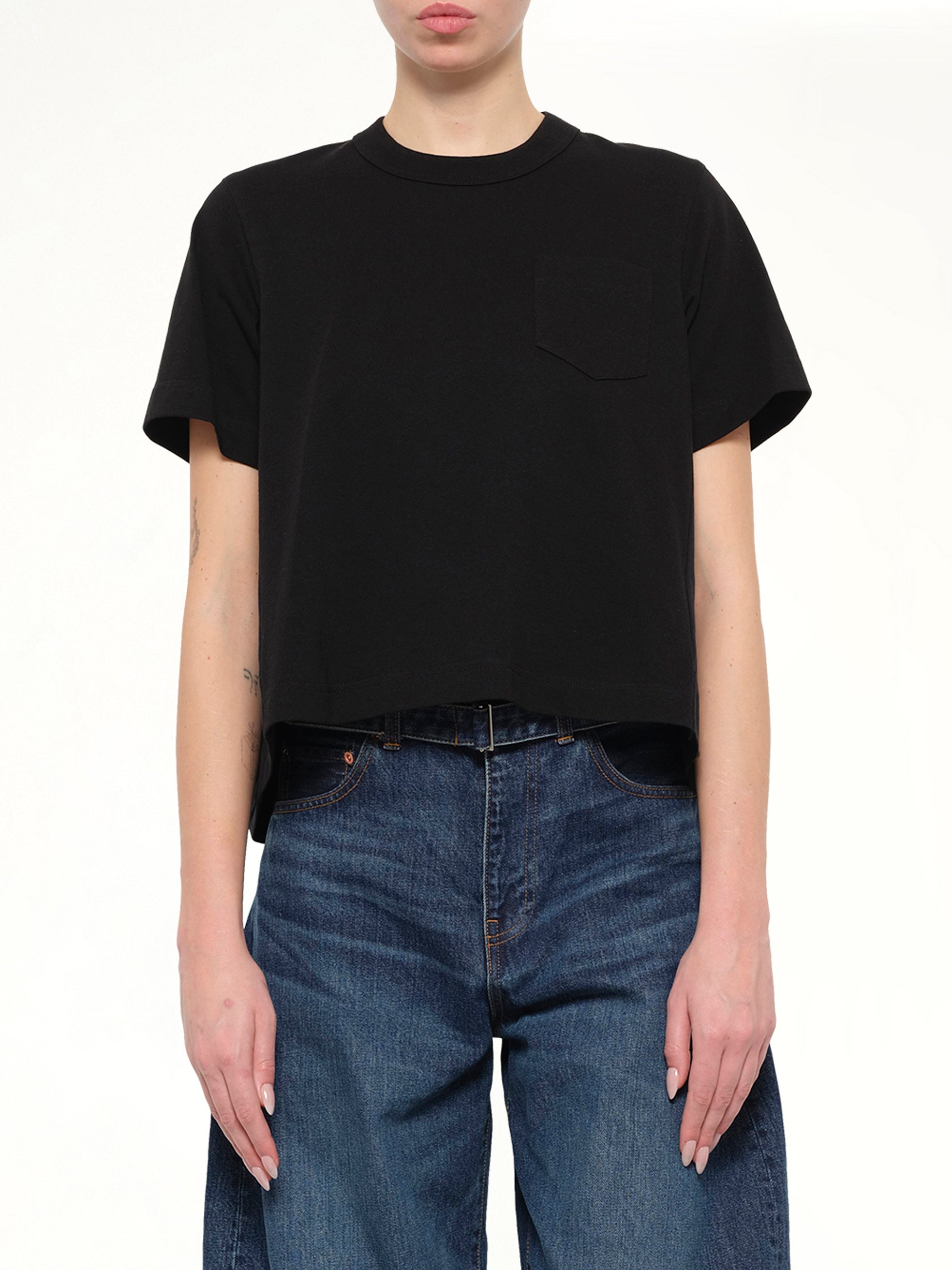 Denim x Cotton Jersey T-Shirt in Black