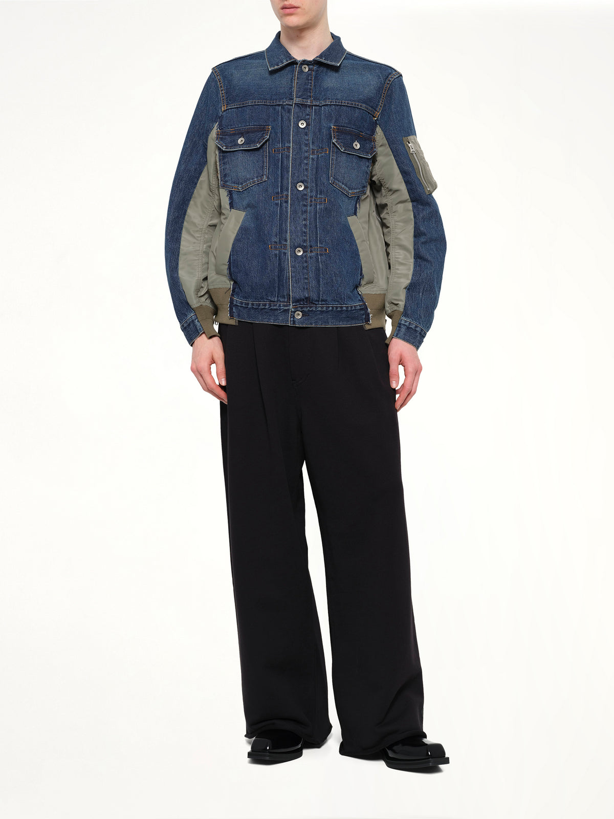 Denim x Nylon Twill Jacket in Blue