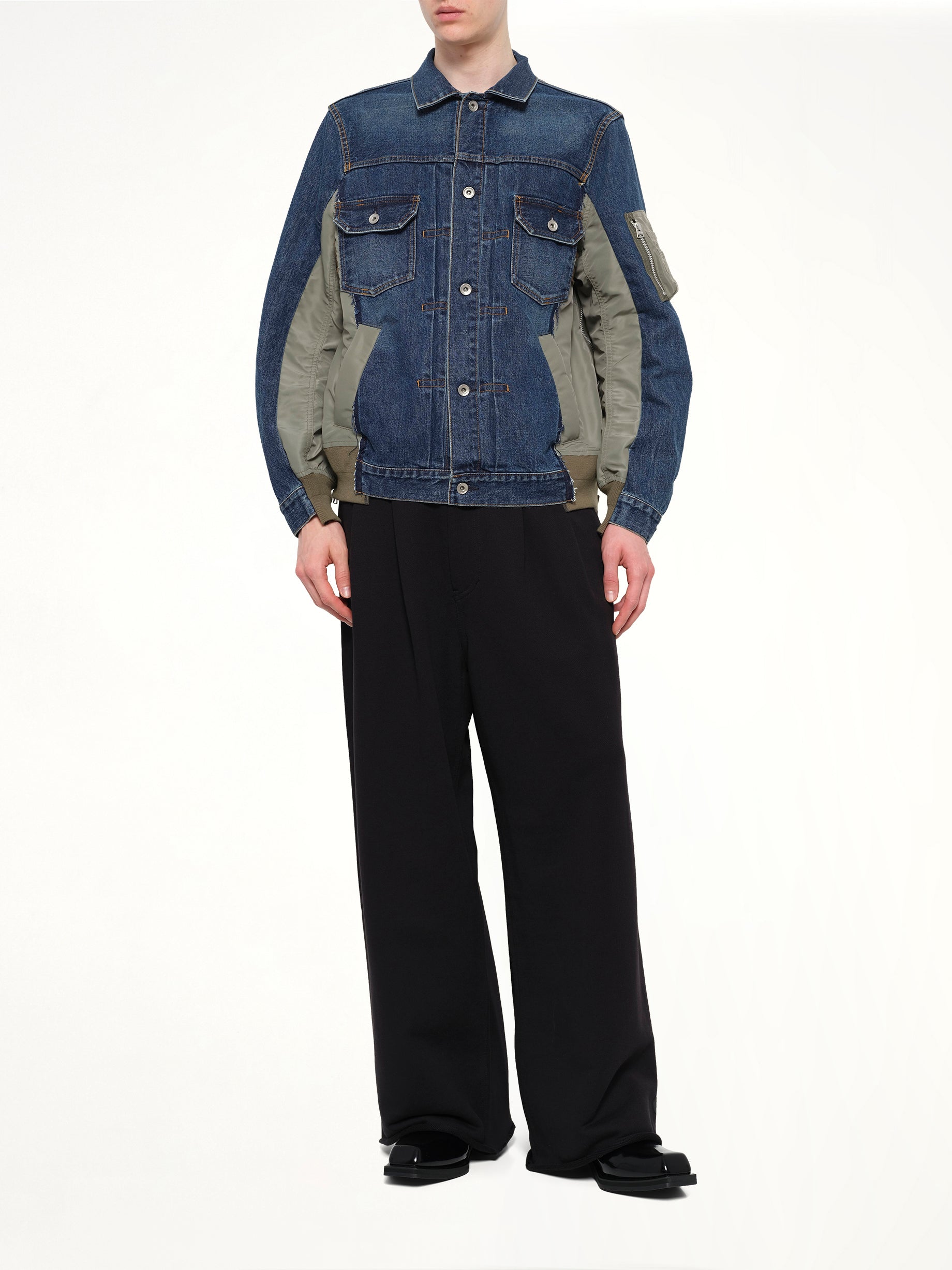 Denim x Nylon Twill Jacket in Blue