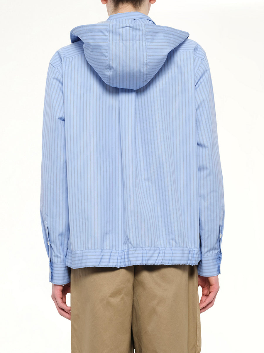 Poplin Hoodie in Light Blue Stripe
