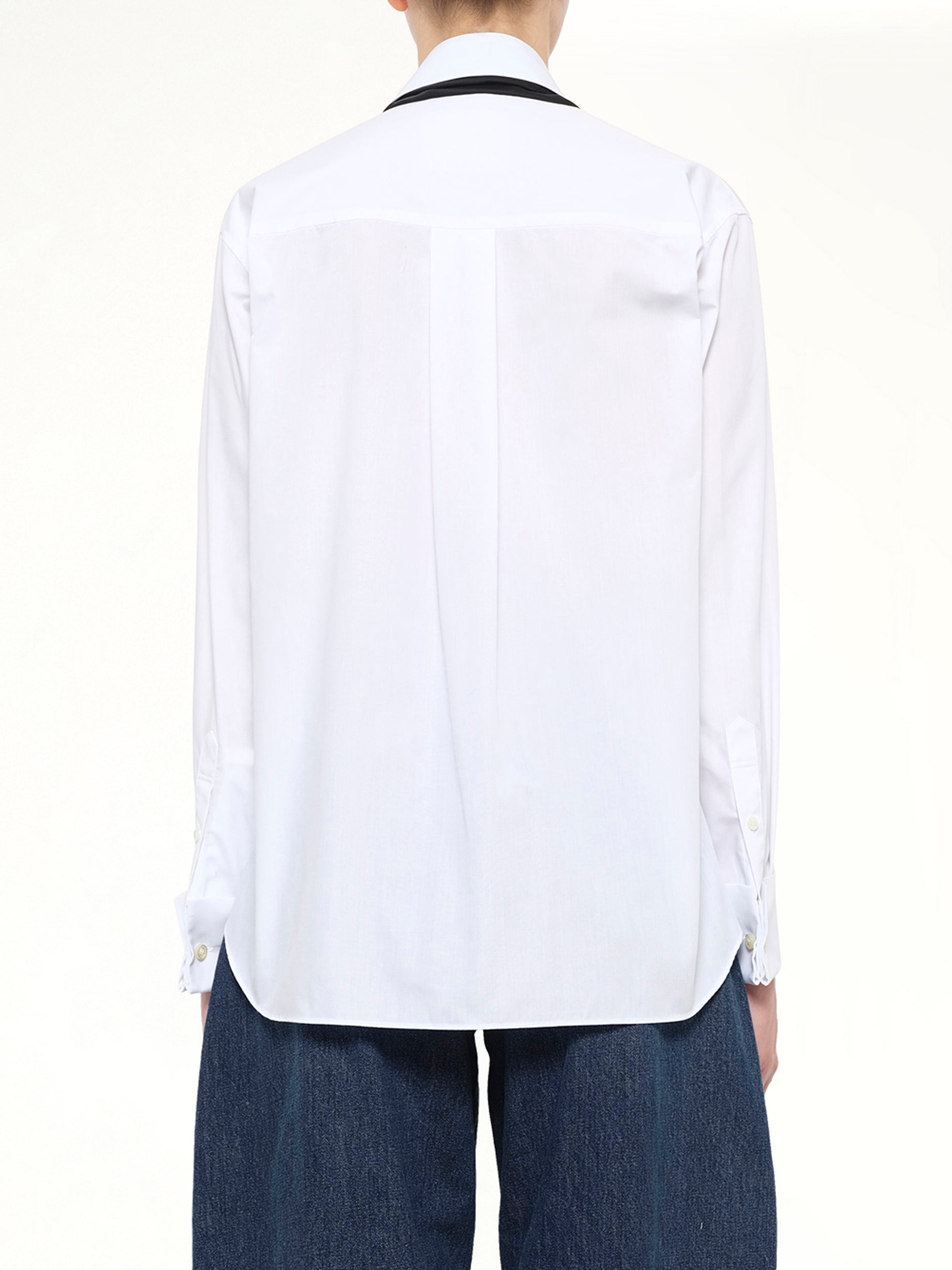 Poplin Shirt with Tie in Off White