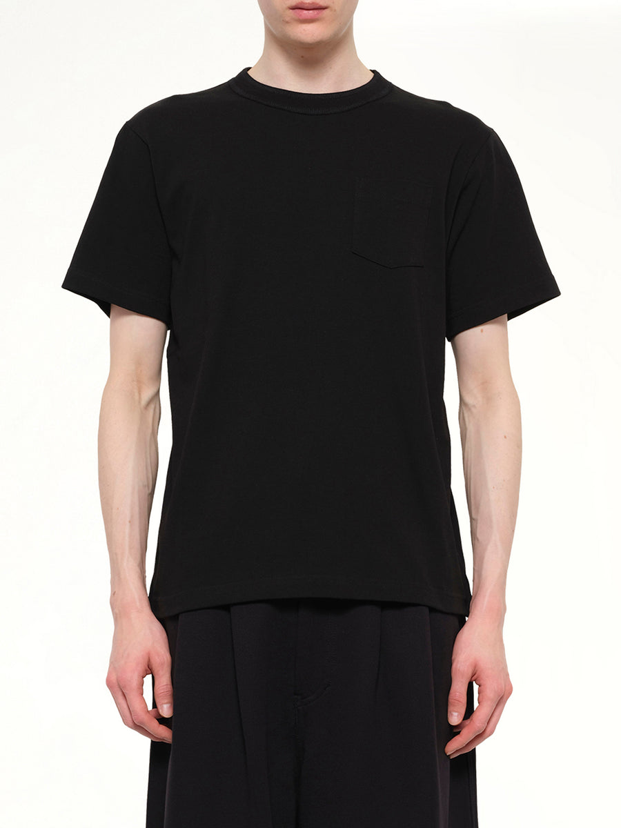 Side Zip Cotton T-Shirt in Black