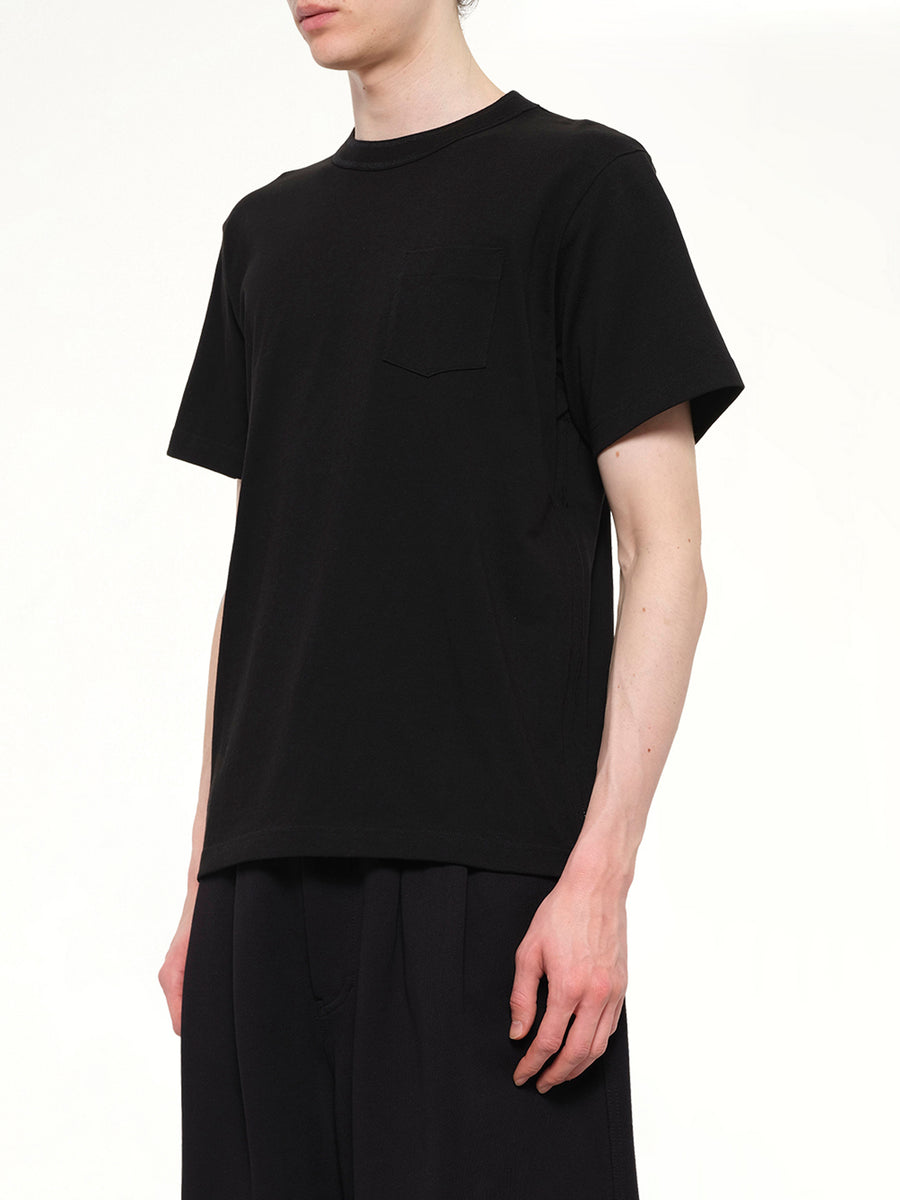 Side Zip Cotton T-Shirt in Black