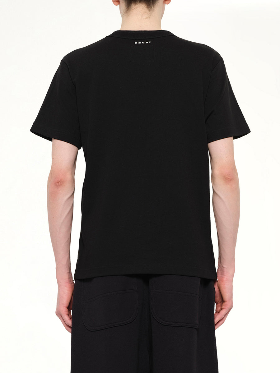Side Zip Cotton T-Shirt in Black