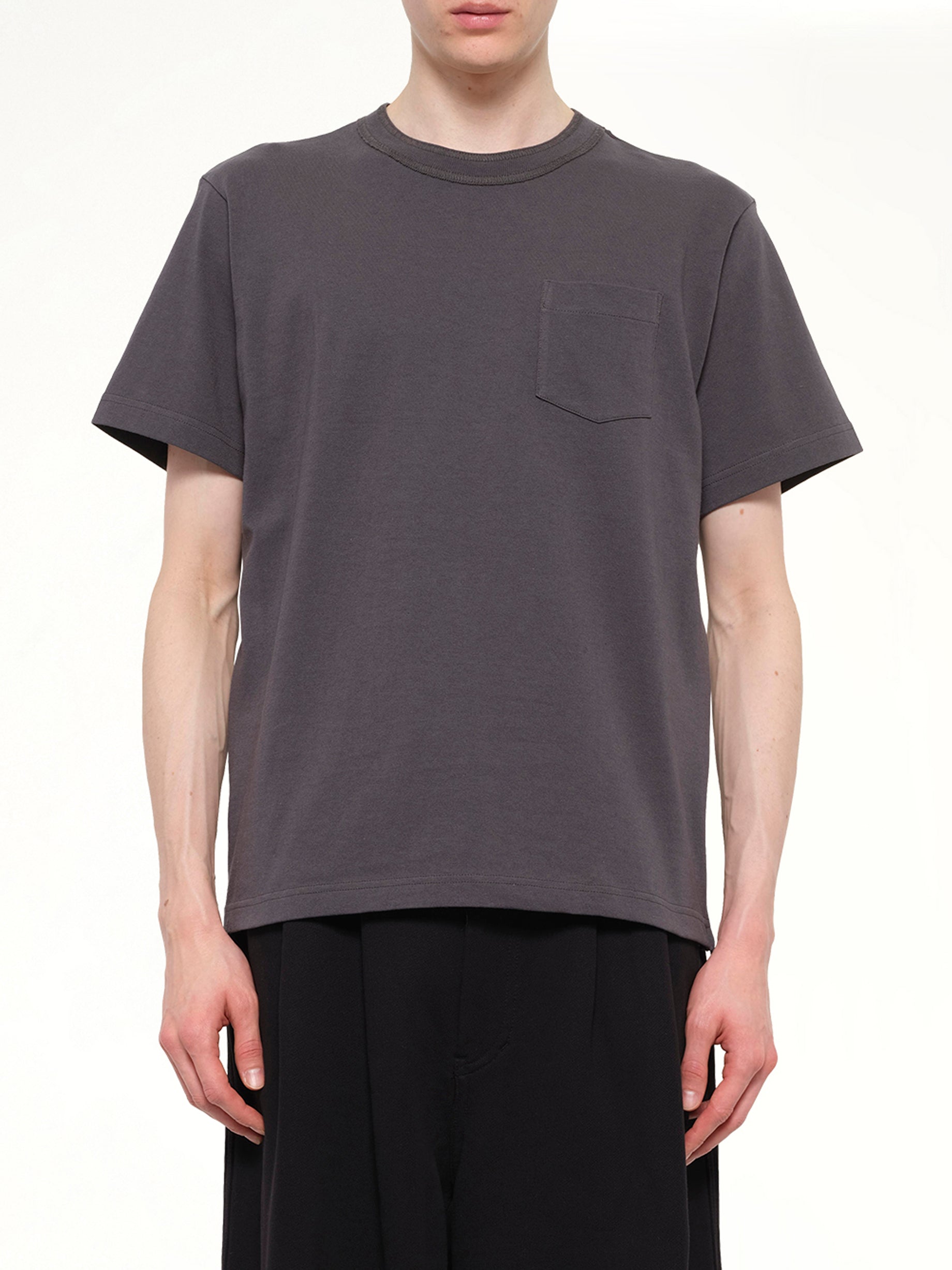 Side Zip Cotton T-Shirt in Charcoal Gray