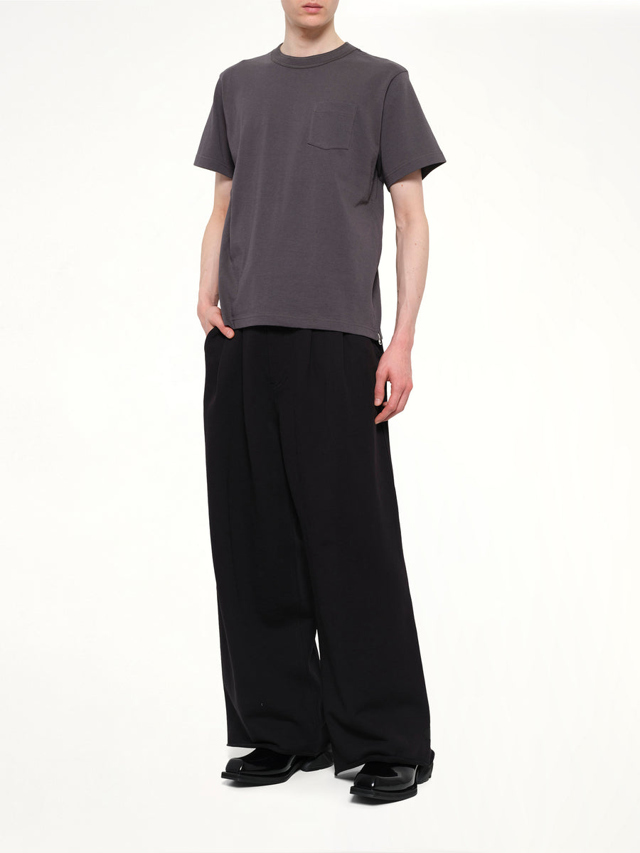 Side Zip Cotton T-Shirt in Charcoal Gray