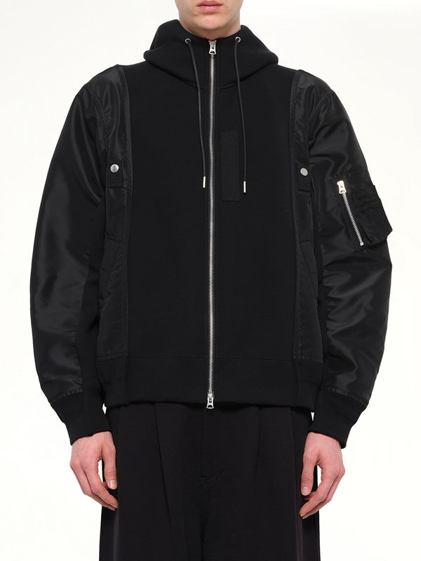Sponge Sweat x Nylon Twill Hoodie in Black