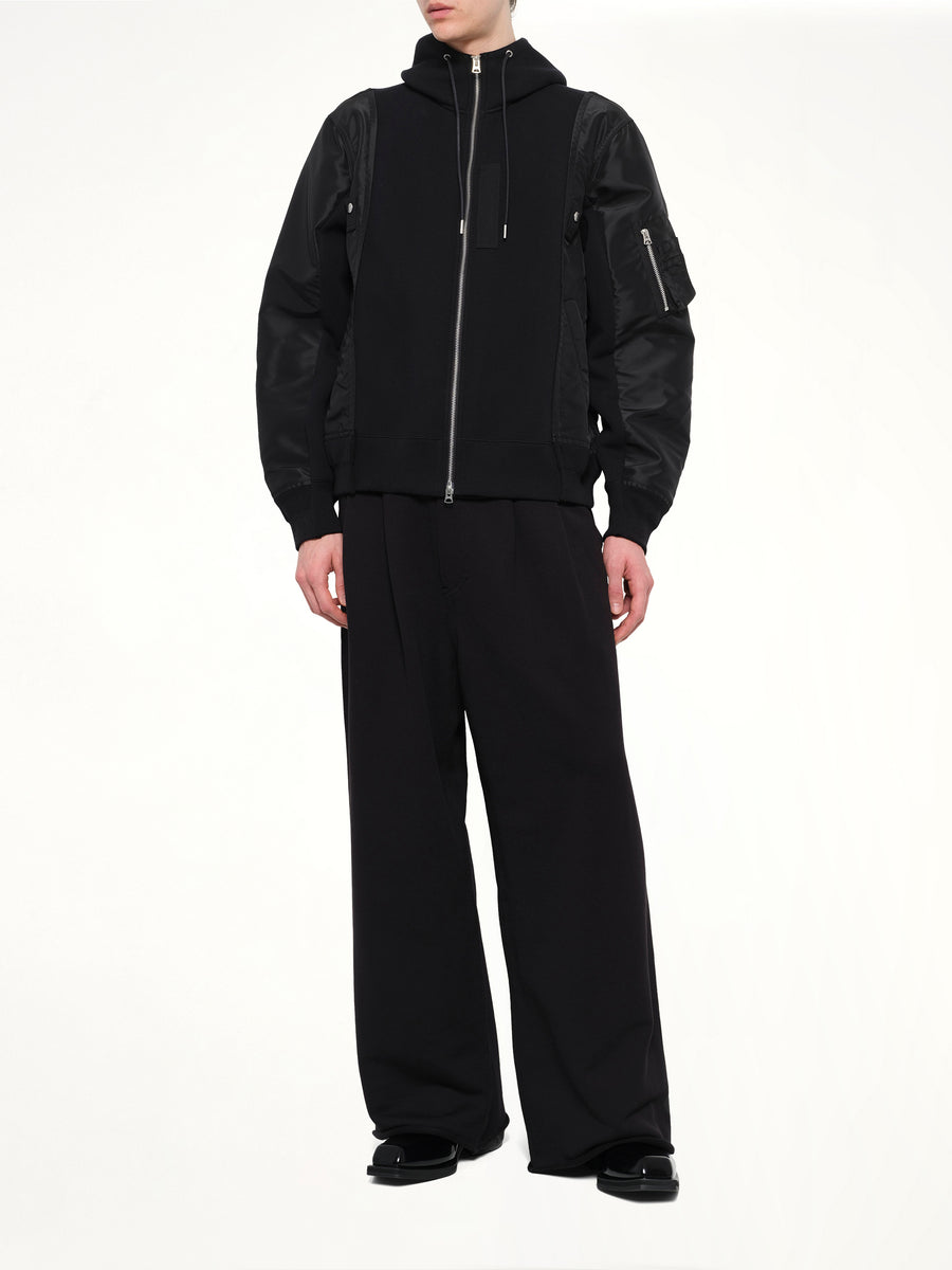 Sponge Sweat x Nylon Twill Hoodie in Black