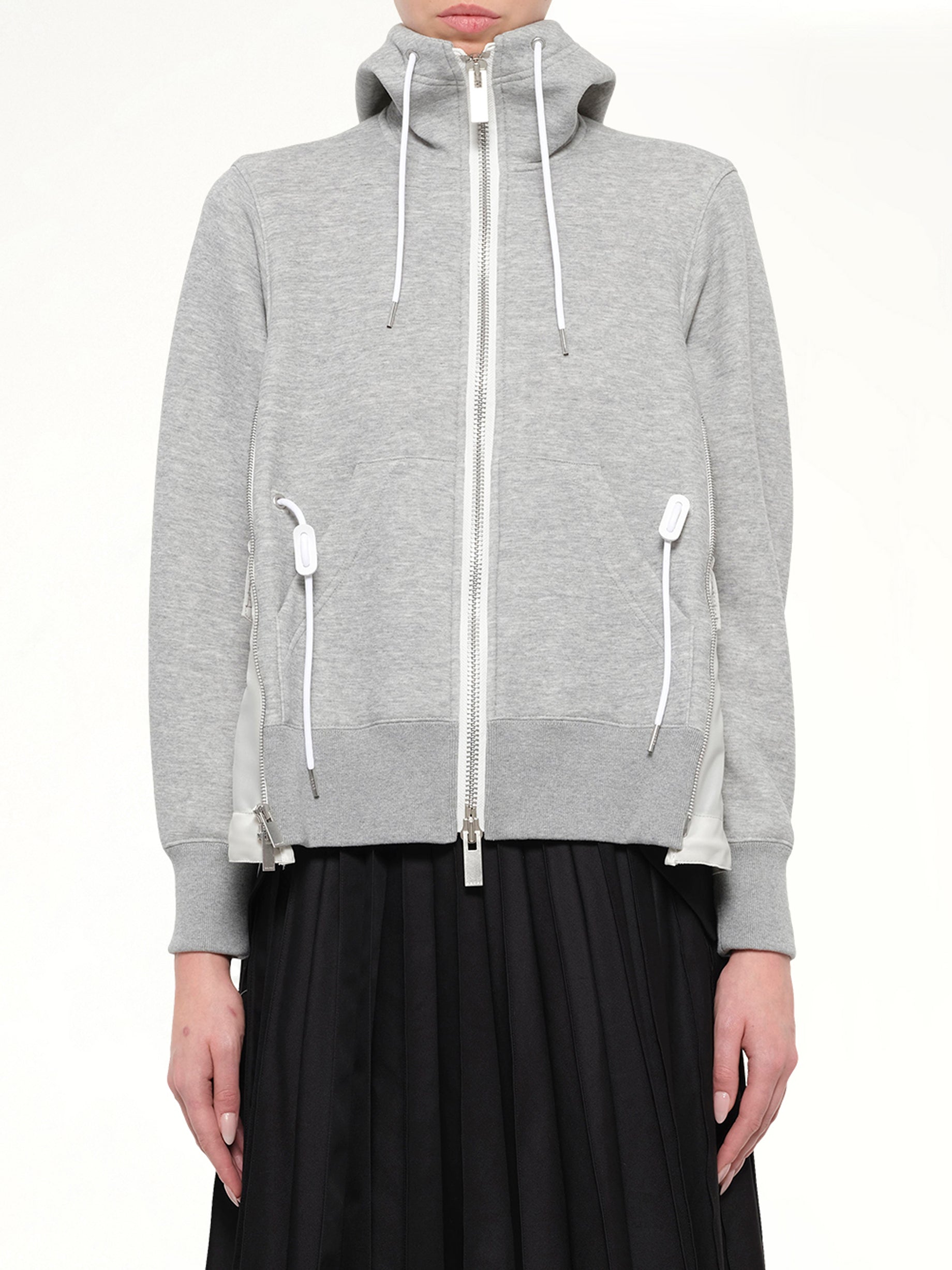 Sponge Sweat x Nylon Twill Hoodie in Light Gray