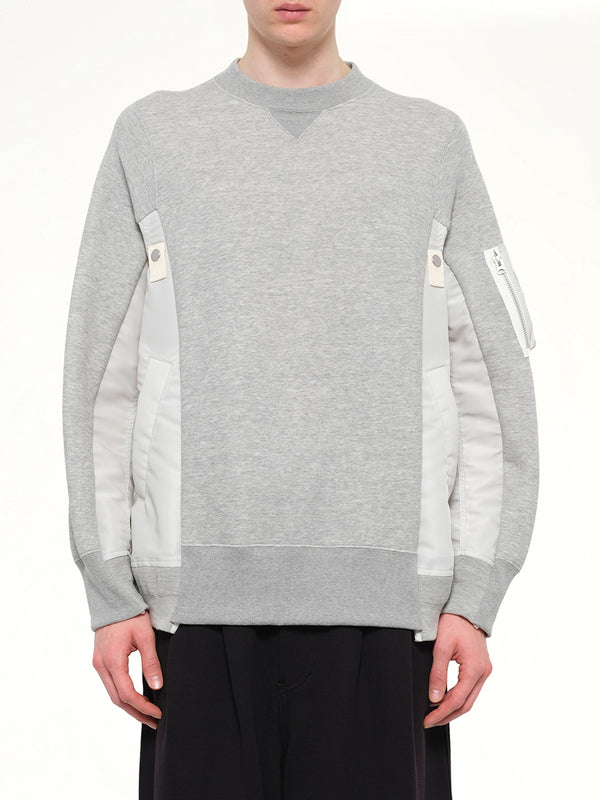 Sponge Sweat x Nylon Twill Sweatshirt in Light Gray