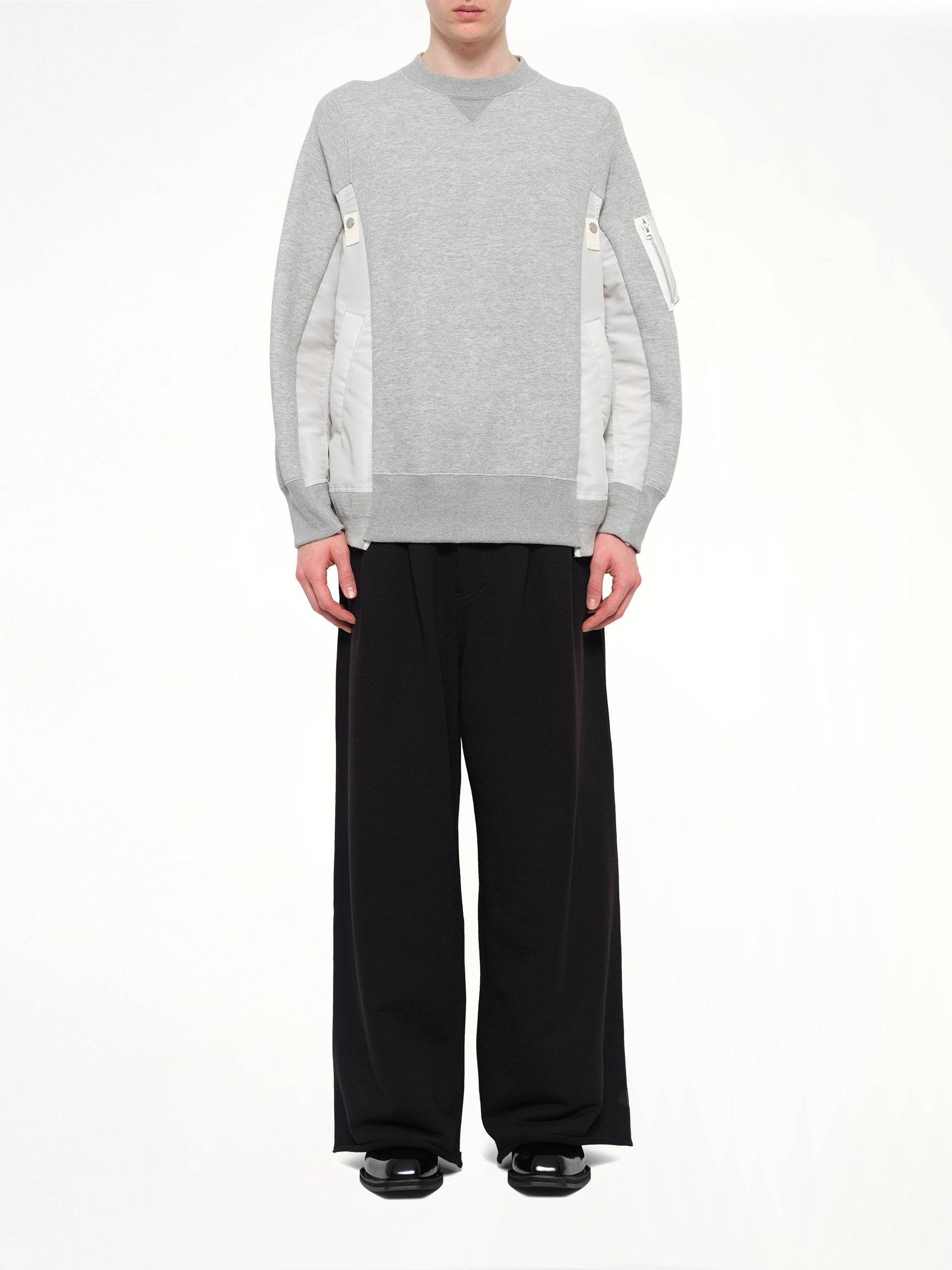 Sponge Sweat x Nylon Twill Sweatshirt in Light Gray