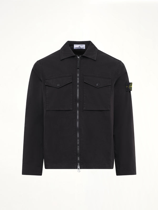 1200010 Cotton Zip-Up Shirt in Black