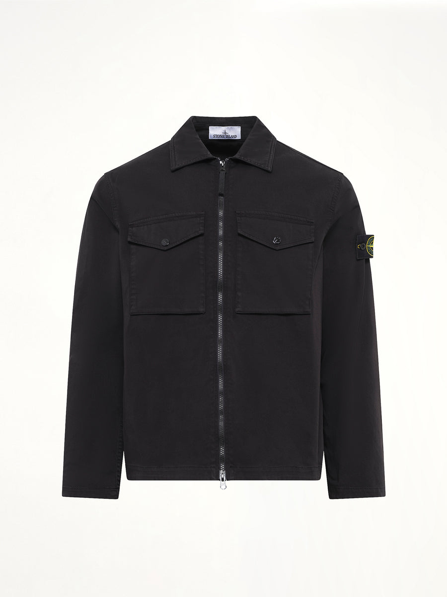 1200010 Cotton Zip-Up Shirt in Black