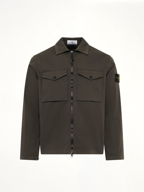 1200010 Cotton Zip-Up Shirt in Coal Grey
