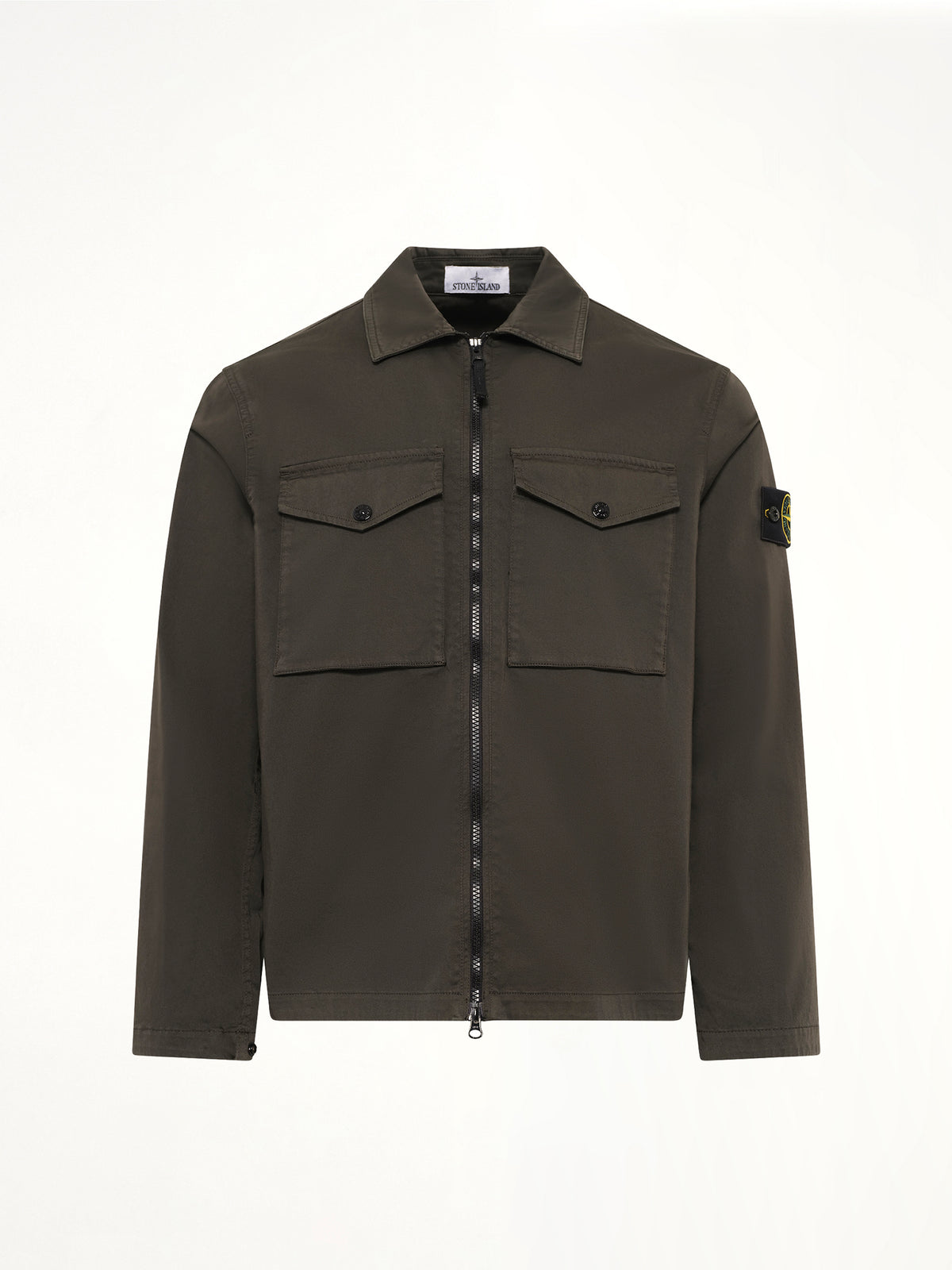1200010 Cotton Zip-Up Shirt in Coal Grey
