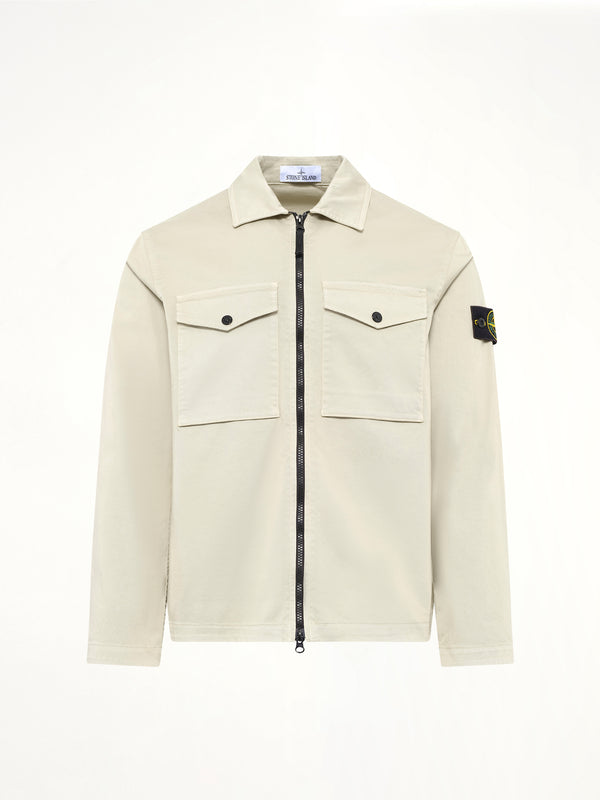 1200010 Cotton Zip-Up Shirt in Sand