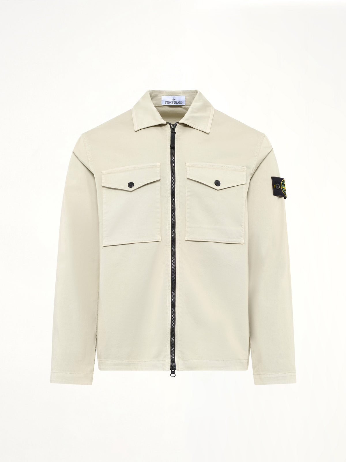 1200010 Cotton Zip-Up Shirt in Sand