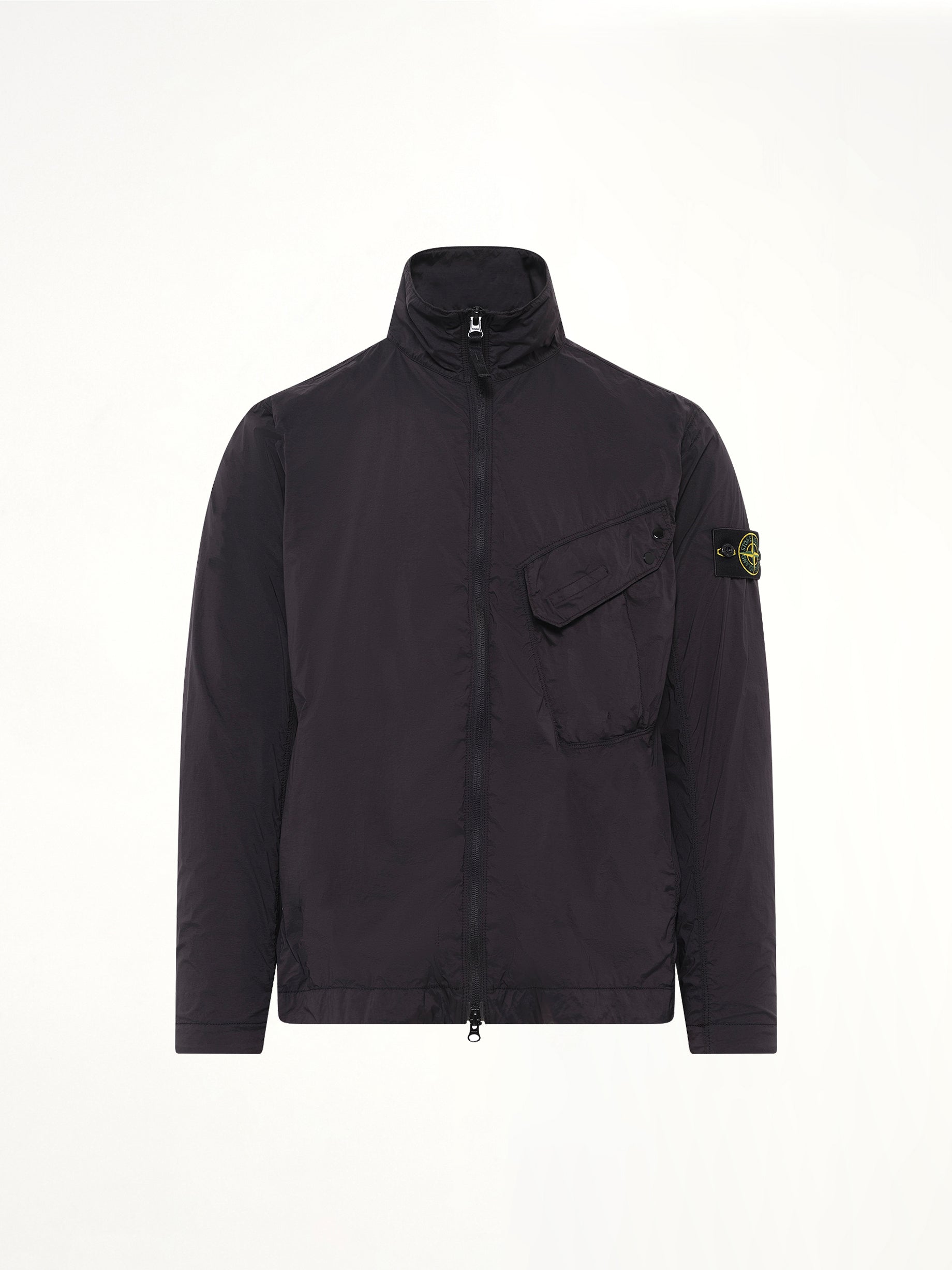 1200015 Ultra Light Nylon Stretch Zip Shirt in Black