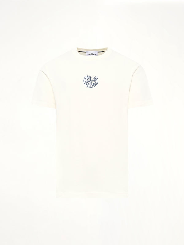 2100001 Cotton Compass Print T-Shirt in Ivory