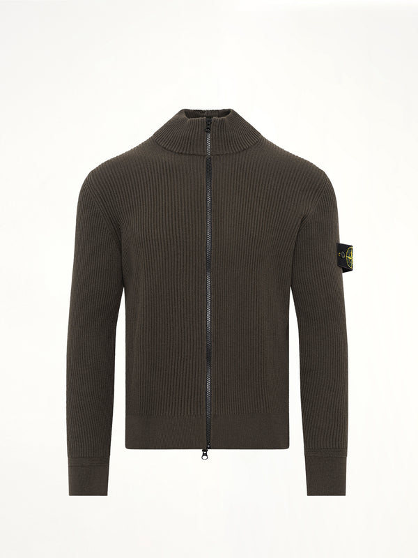 5100017 Full Rib RWS Wool Cardigan in Coal Grey